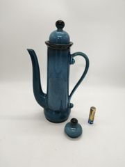 水差し 濃い緑色 工房 花壇 変形 シンプル 磁器質 手作り アンティーク レア レトロ インテリア ビンテージ 昭和 蓋付き 花器 24428四つ葉【YT00550】