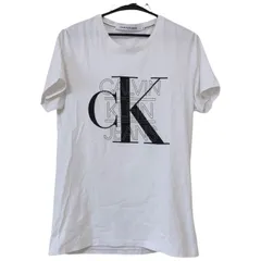 RE261 Calvin Klein JEANS カルバンクラインジーンズ　CK  Tシャツ　ロゴ　白　メンズ　M デカロゴ