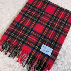 未使用級✨ BEGG＆Co beams別注 ラムウール×アンゴラ フリンジマフラー タータンチェック ストール 赤 レッド系 メンズ レディース 男女兼用 ベグアンドコー ビームス
