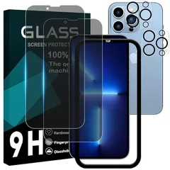 対応 iPhone 13 Pro ガラスフイルム 覗き見防止 【2+2枚セット AGC旭硝子 ガイド枠付き 】iPhone13 pro フイルム のぞき見防止 (2枚) + レンズ保護フィルム (2枚) アイホン13 プロ 液晶 保護フィルム のぞき見 プライ