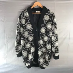 コルディア CORDIER ジャケット カーディガン ニット 柄模様 ラメ ボタン リブ 裏地付き グレー 黒系 40サイズ 978808のサムネイル