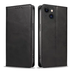 PinLiSheng iPhone 15 ケース手帳型 イフォン15 スマホケース 手帳型あいふぉん15携帯カバー レザー 耐衝撃 軽量 着脱しやすい 放熱性 マグネット式 カード収納 スタンド機能 iphone ケース15 対応 360度保護 (ブラック, 