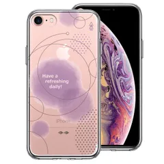 iPhone7 ケース クリア 幾何学 パープル スマホケース 側面ソフト 背面ハード ハイブリッド