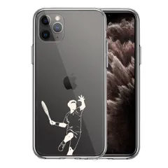 iPhone11pro ケース クリアテニス ホワイト スマホケース 側面ソフト 背面ハード ハイブリッド
