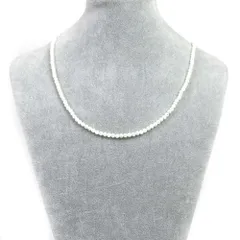 シンプルストーンネックレスマザーオブパール（ホワイト）【丸玉】4mm【天然石ビーズパワーストーン】