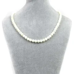 シンプルストーンネックレスマザーオブパール（ホワイト）【丸玉】8mm【天然石ビーズパワーストーン】