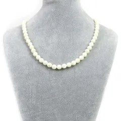 シンプルストーンネックレスマザーオブパール（ホワイト）【カット】8mm【天然石ビーズパワーストーン】