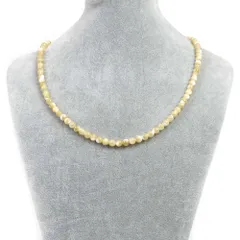 シンプルストーンネックレスマザーオブパール（ベージュ）【丸玉】6mm【天然石ビーズパワーストーン】