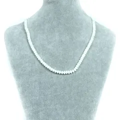 シンプルストーンネックレス マザーオブパール（ホワイト）【ボタン】4×6mm【天然石 ビーズ パワーストーン】