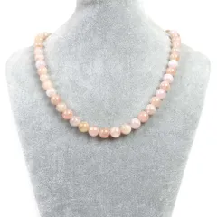 シンプルストーンネックレスモルガナイト(サーモンピンク)【丸玉】10mm【天然石ビーズパワーストーン】