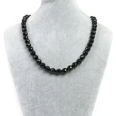 シンプルストーンネックレスオニキス【カット】10mm【天然石ビーズパワーストーン】