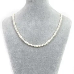 シンプルストーンネックレス淡水パール（ホワイト）【ポテト】4～5mm【天然石ビーズパワーストーン】