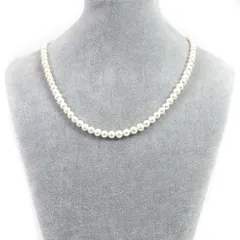 シンプルストーンネックレス淡水パール（ホワイト）【ポテト】6～7mm【天然石ビーズパワーストーン】