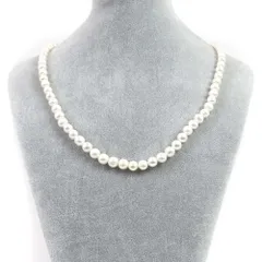 シンプルストーンネックレス淡水パール（ホワイト）【ポテト】8～9mm【天然石ビーズパワーストーン】