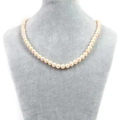 シンプルストーンネックレス淡水パール（シャンパンゴールド）【ポテト】8～9mm【天然石ビーズパワーストーン】