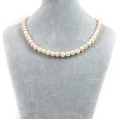 シンプルストーンネックレス淡水パール（シャンパンゴールド）【ポテト】9～10mm【天然石ビーズパワーストーン】