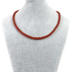 シンプルストーンネックレスレッドアゲート【丸玉】6mm【天然石ビーズパワーストーン】