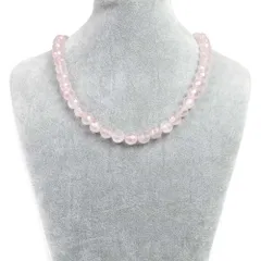 シンプルストーンネックレスローズクォーツ【カット】10mm【天然石ビーズパワーストーン】