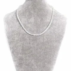 シンプルストーンネックレス ローズクォーツ【ボタンカット】2×4mm【天然石ビーズパワーストーン】