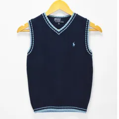 Polo by Ralph Lauren ポロ ラルフローレン 子供服 キッズ 男の子 130 ニット セーター ベスト ネイビー 紺 ポニー 刺繍 ナイガイ