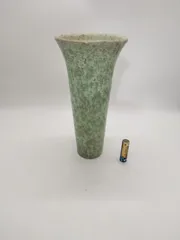 花器 花瓶 うぐいす色 斑模様 磁器製 円形 ラッパ型 花台 窯 工房 池坊 フラワーベース 水盤 華道具 シンプル 生花 華道 手作り 大型 アンティーク  レトロ インテリア ビンテージ 昭和 24428四つ葉[YT00551]