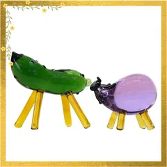 【迅速発送】グラススクエア ガラスの精霊馬セット（小サイズ） お盆用品 お盆飾り・仏壇飾り・供養 サイズ：馬（きゅうり）全幅4.7ｃｍ 牛（ナス）全幅3.5ｃｍ 1