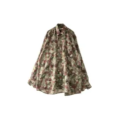 90s　デザインシャツ　アート　総柄　ボタニカル　ヴィンテージ　くすみ