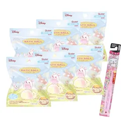 【6個セット】スケーター 入浴剤 ディズニー バスボール 各種 マスコット入り ウフフイ B おもちゃ 入り バスボム バスグッズ 炭酸 おまけ付き【キッズもママも嬉しい キャラクター 歯ブラシ 1本付き】 1
