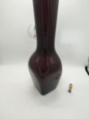 花器 花瓶 大型 四角形 ガラス製 ワインレッド色 窯 工房 池坊 変形 シンプル 生花 華道 手作り アンティーク レア レトロ インテリア ビンテージ 昭和 水盤 鳳凰耳 持ち手付き 24428四つ葉[YT00554]