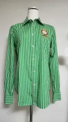 ポロ ラルフローレン ストライプ シャツ グリーン 44-55前半