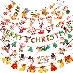 クリスマス 飾り付け 7種類セット クリスマスガーランド 可愛い ガーランド 靴下 ツリー 飾り デコレーション クリスマス吊り旗 吊り旗ぶら下げバナー クリスマス 飾り 旗バナー メリークリスマス吊り紙 サンタクロース クリスマスツリーガーデンフラグ　クリス