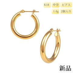 s*読様 K18中折れ式フープピアス(13mmペアシェープ)(ティアドロップ18