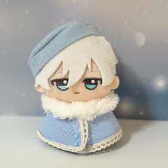 10cm ぬい服 ベレー帽 ポンチョセット 水色 ちびぐるみ にじぱぺっと　MH13-青