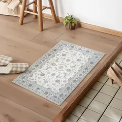 新品 HAOCOO 玄関マット ペルシャ絨毯風 室内 50х80cm 小さい ラグ おしゃれ 洗える 耐磨耗性 滑り止め 防音 ラグマット 屋外 泥落とし シェニール オールシーズン適用 抗菌防臭 軽量 アイボリー