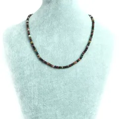 シンプルストーンネックレス トルマリン ミックス【丸玉】4ｍｍ【天然石 ビーズ パワーストーン】