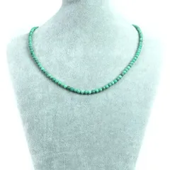 シンプルストーンネックレスターコイズ【丸玉】4mm【天然石ビーズパワーストーン】