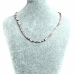 シンプルストーンネックレス ピンクト ルマリン【丸玉】4ｍｍ【天然石 ビーズ パワーストーン】