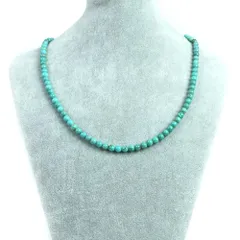 シンプルストーンネックレスターコイズ【丸玉】6mm【天然石ビーズパワーストーン】