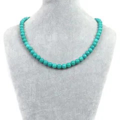 シンプルストーンネックレスターコイズ【丸玉】8mm【天然石ビーズパワーストーン】