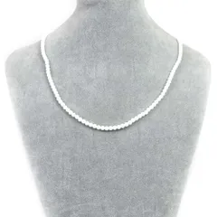 シンプルストーンネックレスホワイトオニキス（人工石）【丸玉】4mm【天然石ビーズパワーストーン】