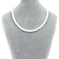 シンプルストーンネックレスホワイトオニキス（人工石）【丸玉】8mm【天然石ビーズパワーストーン】