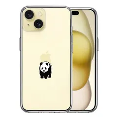 iPhone15Plus ケース クリア パンダ りんご おんぶ スマホケース 側面ソフト 背面ハード ハイブリッド