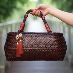 大容量収納かご おしゃれ竹籠　編み 収納箱　小物入れ　茶道＊お菓子入れ　竹工芸