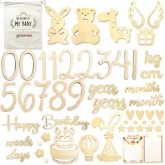 gioia mia 月齢フォト レターバナー 収納袋付き 天然木製 (月齢フォトレターバナー52pcs) 1