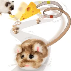 ミギポーズ(Migipaws) 猫 おもちゃ 一人遊び 自動 動く 猫おもちゃ 噛むおもちゃ ねずみ ネコ 電動 人気 子猫 猫のおもちゃ ビュンビュンハムスター(長毛タイプ ブラウン)