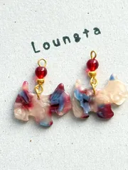 3304わんこのピアス レッド 樹脂ピアス