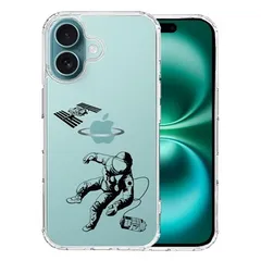 iPhone16 ケース クリア 宇宙飛行士 スマホケース 側面ソフト 背面ハード ハイブリッド 