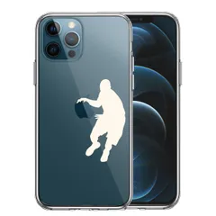 iPhone12Pro ケース クリア バスケット ドリブル ホワイト スマホケース 側面ソフト 背面ハード ハイブリッド