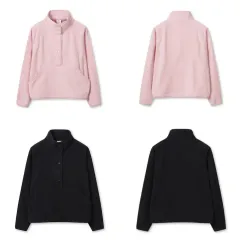 トップテン レディース タートルネックフリース プルオーバー ピンク ブラック
