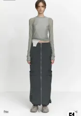 スタジオテーブル studiotable ジップアップ ポケット ロング丈スカート ディープグレー